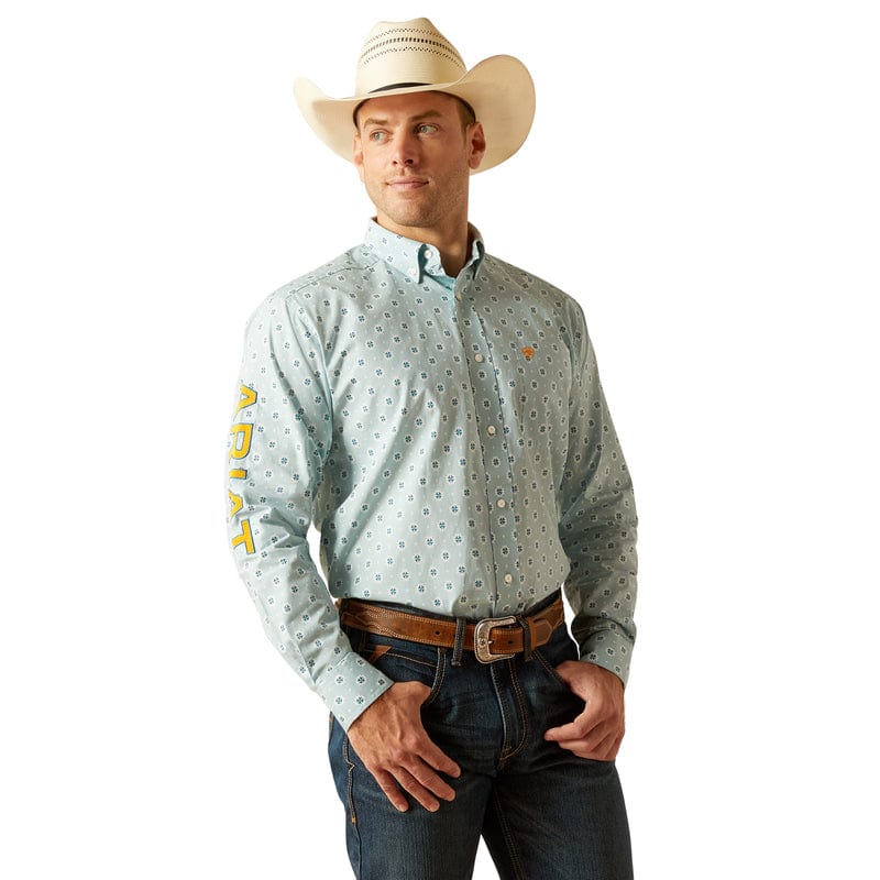 ARIAT INTERNATIONAL, INC. Shirts Ariat Men's Team Colton Aqua Classic Fit Long Sleeve Button Down Shirt 10051522