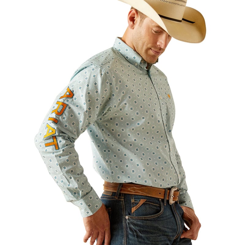 ARIAT INTERNATIONAL, INC. Shirts Ariat Men's Team Colton Aqua Classic Fit Long Sleeve Button Down Shirt 10051522