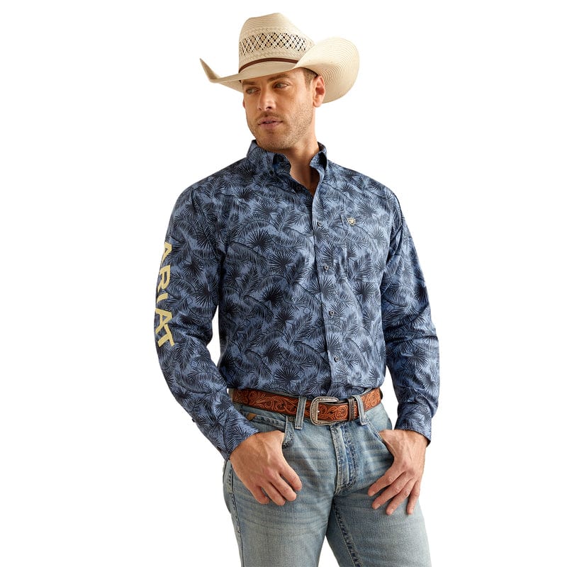 ARIAT INTERNATIONAL, INC. Shirts Ariat Men's Team Garett Blue Long Sleeve Button Down Classic Fit Shirt 10048393