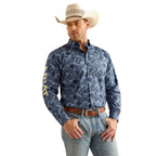ARIAT INTERNATIONAL, INC. Shirts Ariat Men's Team Garett Blue Long Sleeve Button Down Classic Fit Shirt 10048393