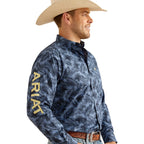 ARIAT INTERNATIONAL, INC. Shirts Ariat Men's Team Garett Blue Long Sleeve Button Down Classic Fit Shirt 10048393