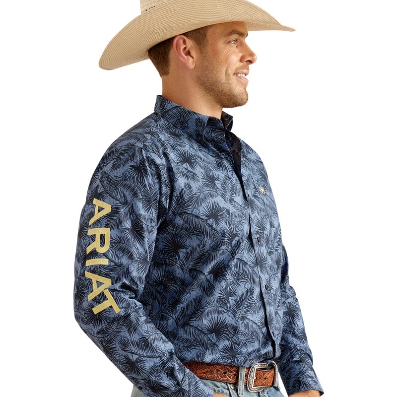 ARIAT INTERNATIONAL, INC. Shirts Ariat Men's Team Garett Blue Long Sleeve Button Down Classic Fit Shirt 10048393