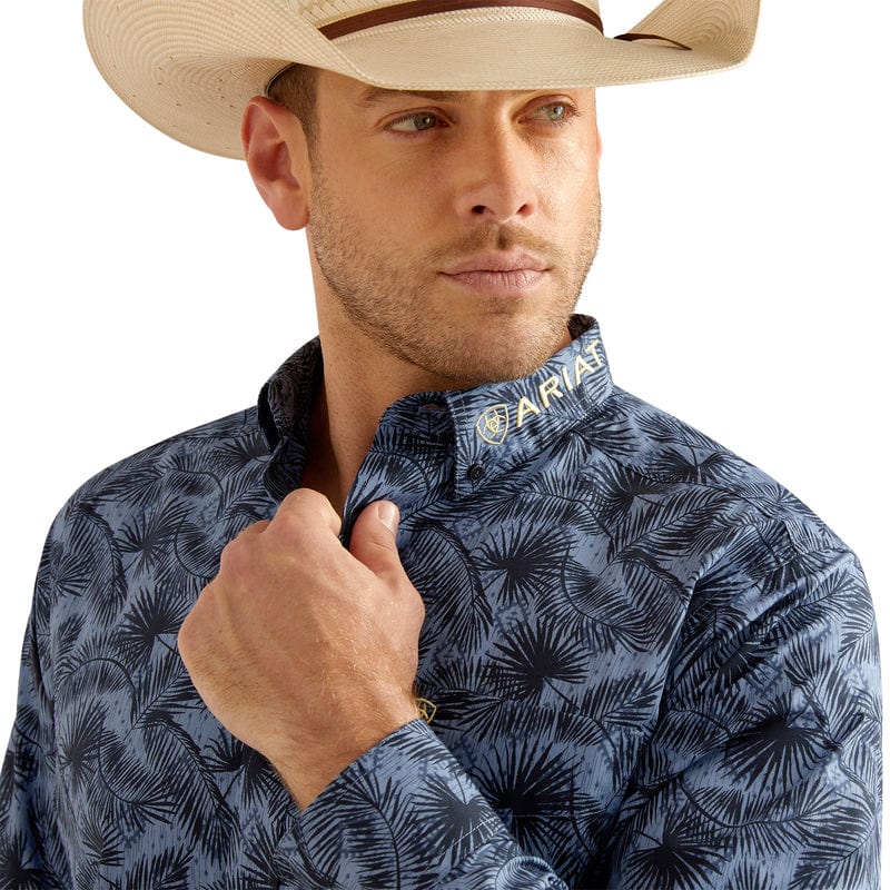 ARIAT INTERNATIONAL, INC. Shirts Ariat Men's Team Garett Blue Long Sleeve Button Down Classic Fit Shirt 10048393