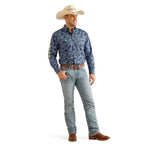ARIAT INTERNATIONAL, INC. Shirts Ariat Men's Team Garett Blue Long Sleeve Button Down Classic Fit Shirt 10048393