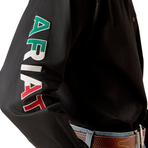 ARIAT INTERNATIONAL, INC. Shirts Ariat Men's Team Logo Twill Classic Fit Black Mexico Long Sleeve Button Down Shirt 10038500