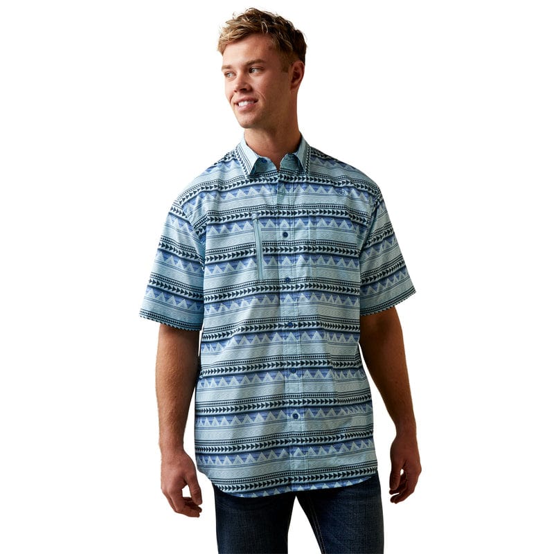 ARIAT INTERNATIONAL, INC. Shirts Ariat Men's VentTEK Ashleigh Blue Classic Fit Short Sleeve Shirt 10044934