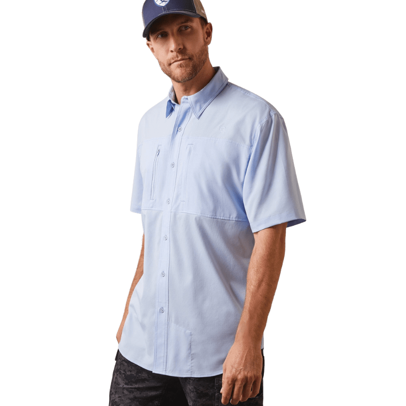 ARIAT INTERNATIONAL, INC. Shirts Ariat Men's VentTEK Blue Freeze Classic Fit Short Sleeve Shirt 10043514