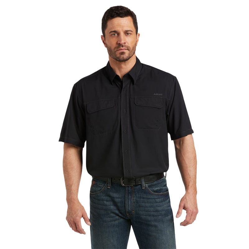 ARIAT INTERNATIONAL, INC. Shirts Ariat Men's VentTek Outbound Black Classic Fit Short Sleeve Shirt 10035388