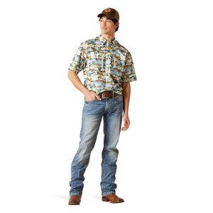 ARIAT INTERNATIONAL, INC. Shirts Ariat Men's VetTek Fair Aqua Classic Fit Short Sleeve Shirt 10043515