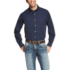 ARIAT INTERNATIONAL, INC. Shirts Ariat Men's Wrinkle Free Solid Navy Blue Long Sleeve Button Down Western Shirt 10020330