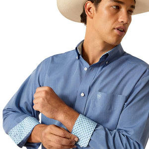 ARIAT INTERNATIONAL, INC. Shirts Ariat Men's Wrinkle Free Solid Pinpoint Oxford Classic Fit Mazarine Blue Long Sleeve Button Down Shirt 10048866