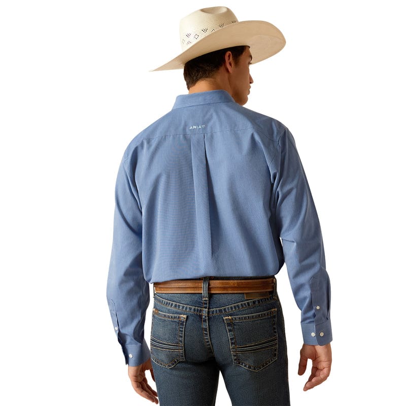 ARIAT INTERNATIONAL, INC. Shirts Ariat Men's Wrinkle Free Solid Pinpoint Oxford Classic Fit Mazarine Blue Long Sleeve Button Down Shirt 10048866