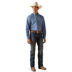 ARIAT INTERNATIONAL, INC. Shirts Ariat Men's Wrinkle Free Solid Pinpoint Oxford Classic Fit Mazarine Blue Long Sleeve Button Down Shirt 10048866