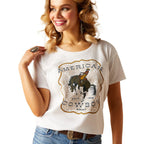 ARIAT INTERNATIONAL, INC. Shirts Ariat Women's American Cowboy White Short Sleeve Graphic T-Shirt 10051439