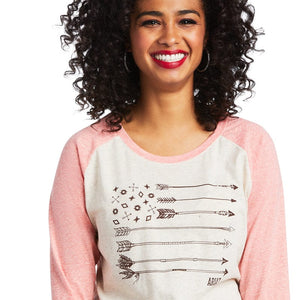 ARIAT INTERNATIONAL, INC. Shirts Ariat Women's Arrow Raglan Oatmeal Heather Long Sleeve T-Shirt 10039824