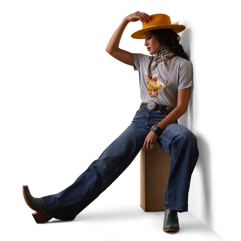 ARIAT INTERNATIONAL, INC. Shirts Ariat Women's Heather Grey Highlander Rose Tee 10043417