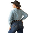 ARIAT INTERNATIONAL, INC. Shirts Ariat Women's Kirby Crystal Teal Stripe Long Sleeve Button Down Stretch Shirt 10046700