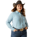 ARIAT INTERNATIONAL, INC. Shirts Ariat Women's Kirby Crystal Teal Stripe Long Sleeve Button Down Stretch Shirt 10046700