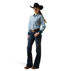 ARIAT INTERNATIONAL, INC. Shirts Ariat Women's Kirby Crystal Teal Stripe Long Sleeve Button Down Stretch Shirt 10046700