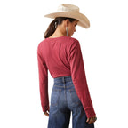 ARIAT INTERNATIONAL, INC. Shirts Ariat Women's Pointelle Earth Red Long Sleeve Henley Top 10043413