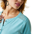 ARIAT INTERNATIONAL, INC. Shirts Ariat Women's Pointelle Gulf Stream Long Sleeve Henley Top 10043414