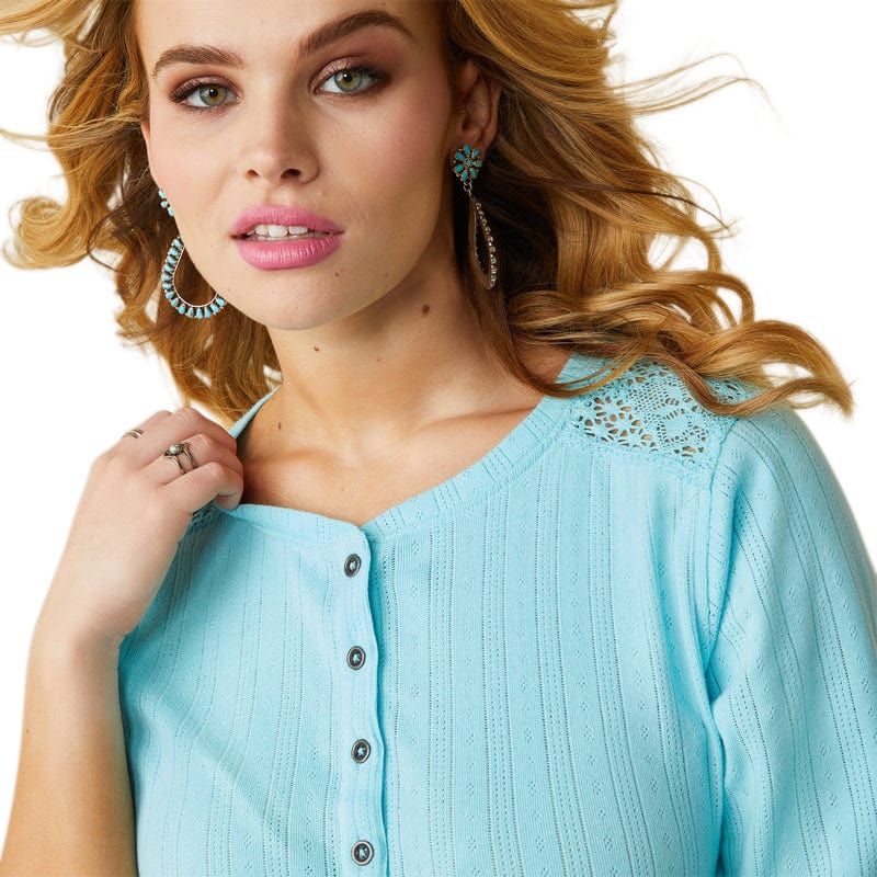 ARIAT INTERNATIONAL, INC. Shirts Ariat Women's Pointelle Gulf Stream Long Sleeve Henley Top 10043414