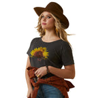 ARIAT INTERNATIONAL, INC. Shirts Ariat Women's Sunflower Cow Charcoal Heather Short Sleeve T-Shirt 10047640