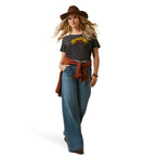 ARIAT INTERNATIONAL, INC. Shirts Ariat Women's Sunflower Cow Charcoal Heather Short Sleeve T-Shirt 10047640