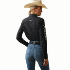 ARIAT INTERNATIONAL, INC. Shirts Ariat Women's Team Kirby Wrinkle Resist Black W/ Silver Lurex Long Sleeve Stretch Shirt 10042170
