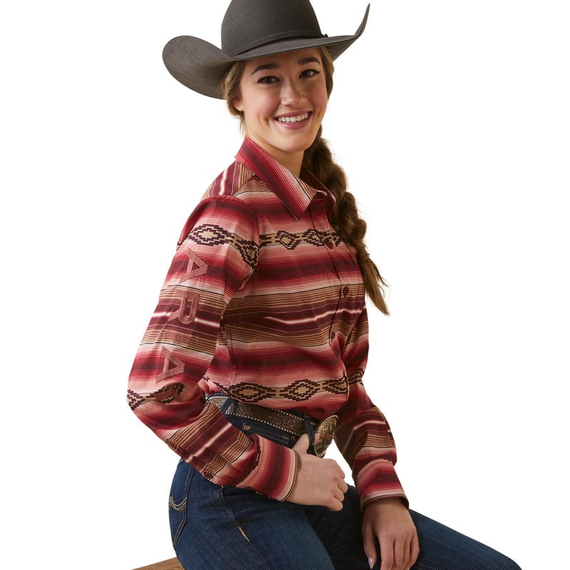 ARIAT INTERNATIONAL, INC. Shirts Ariat Women's Team Kirby Wrinkle Resist Blushing Serape Long Sleeve Stretch Shirt 10046564