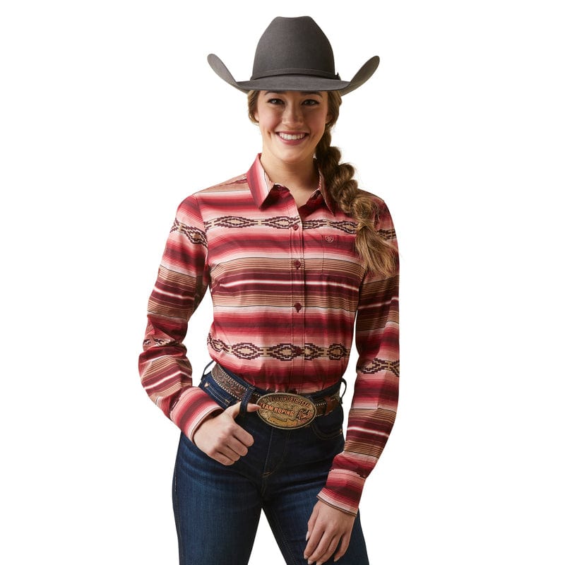ARIAT INTERNATIONAL, INC. Shirts Ariat Women's Team Kirby Wrinkle Resist Blushing Serape Long Sleeve Stretch Shirt 10046564
