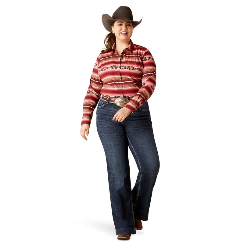 ARIAT INTERNATIONAL, INC. Shirts Ariat Women's Team Kirby Wrinkle Resist Blushing Serape Long Sleeve Stretch Shirt 10046564