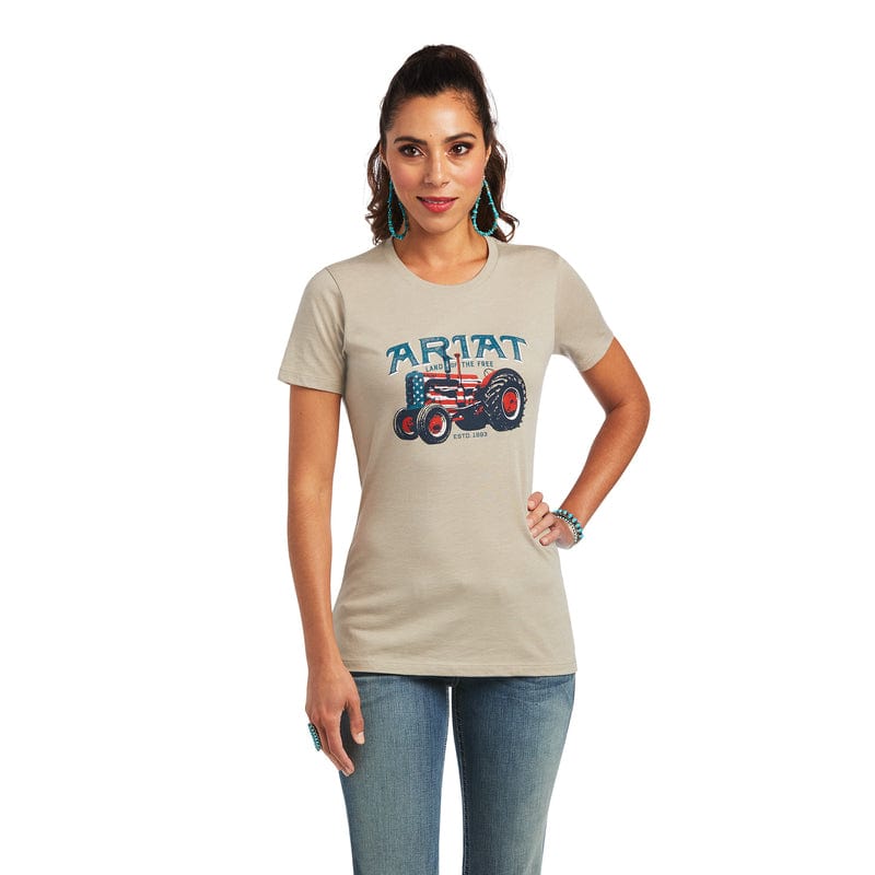 ARIAT INTERNATIONAL, INC. Shirts Ariat Women's Tractor USA Khaki Heather Short Sleeve T-Shirt 10040958