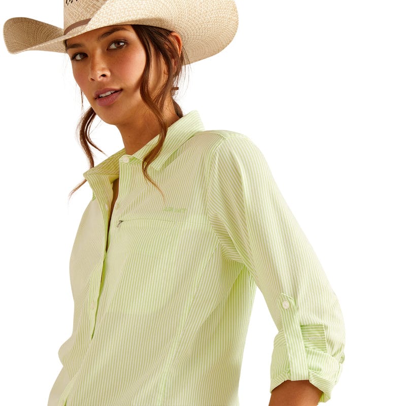 ARIAT INTERNATIONAL, INC. Shirts Ariat Women's VentTEK Lime Stripe Long Sleeve Button Down Stretch Shirt 10048860