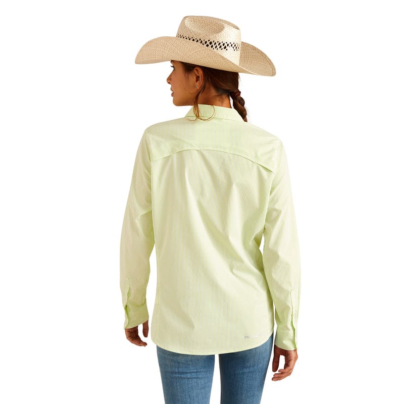 ARIAT INTERNATIONAL, INC. Shirts Ariat Women's VentTEK Lime Stripe Long Sleeve Button Down Stretch Shirt 10048860