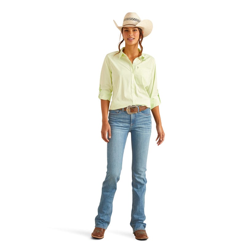 ARIAT INTERNATIONAL, INC. Shirts Ariat Women's VentTEK Lime Stripe Long Sleeve Button Down Stretch Shirt 10048860