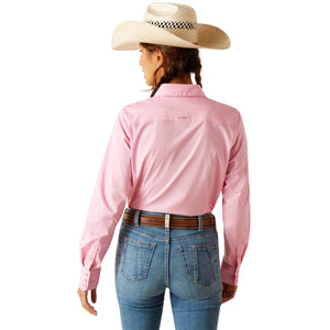 ARIAT INTERNATIONAL, INC. Shirts Ariat Women's Wrinkle Resist Team Kirby Prism Pink Long Sleeve Button Down Stretch Shirt 10048754