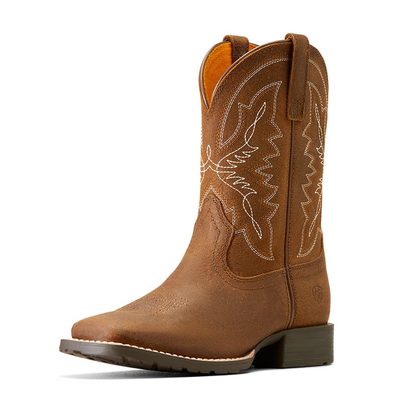 Ariat Kids Hybird Rancher Distressed Tan Square Toe Western