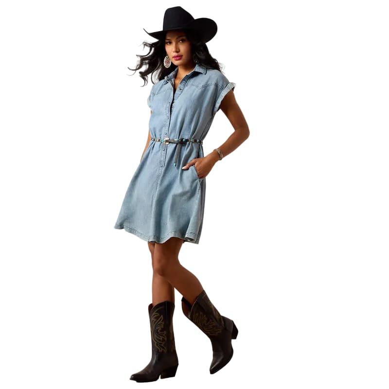 blue jean dress with cowboy boots Indigo Affair Round Neck Denim Dress main image 1