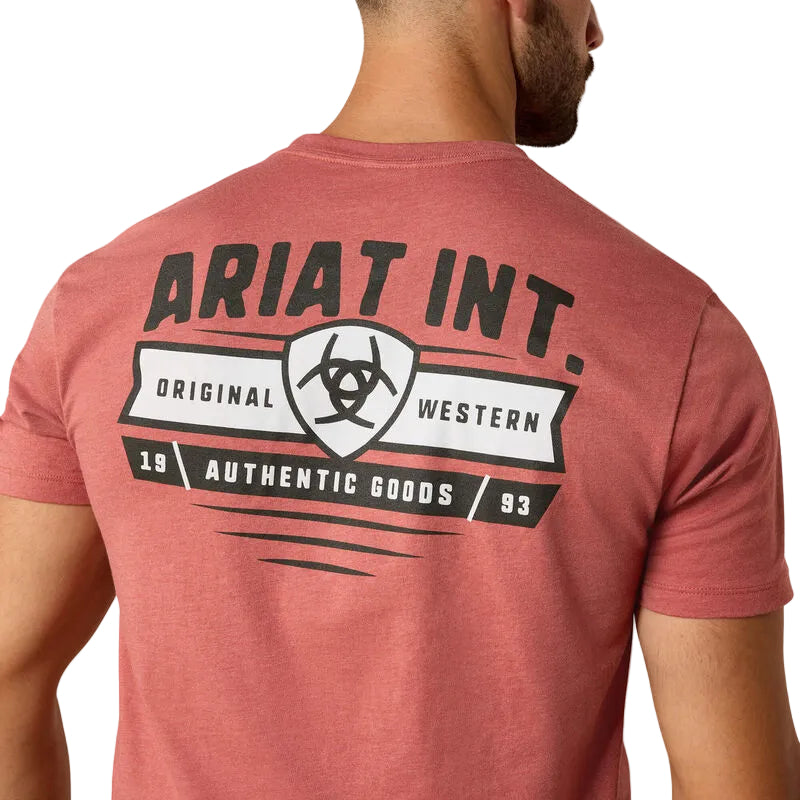 ARIAT Mens - Shirt - Tee Ariat Men's Red Clay Heather Banner Badge T-Shirt 10073957