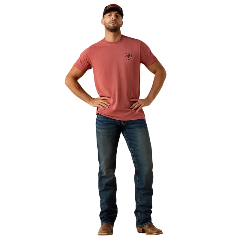 ARIAT Mens - Shirt - Tee Ariat Men's Red Clay Heather Banner Badge T-Shirt 10073957