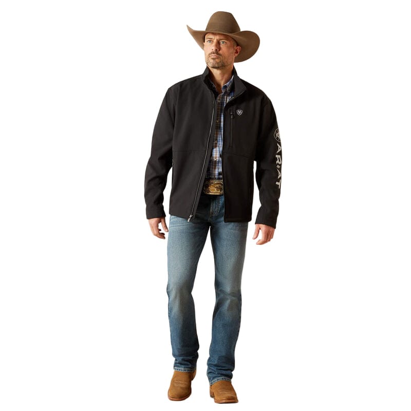 ARIAT Outerwear Ariat Men's Black Logo Full Zip Softshell Jacket 10062578
