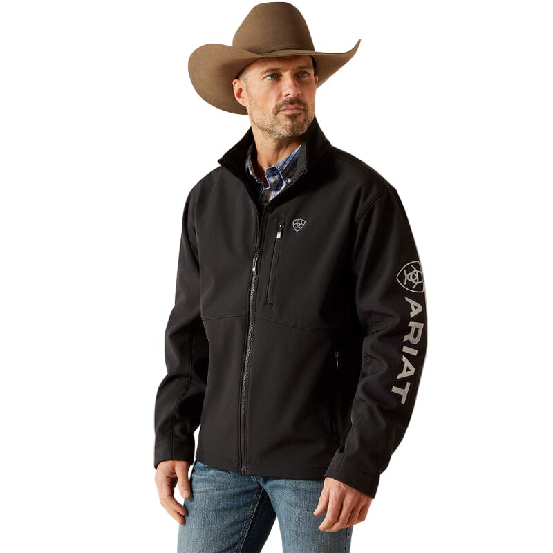 ARIAT Outerwear Ariat Men's Black Logo Full Zip Softshell Jacket 10062578