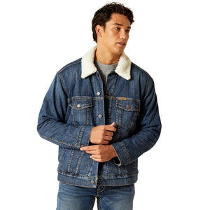 ARIAT Outerwear Ariat Men's Blue Rock Sherpa Lined Trucker Jacket 10047438