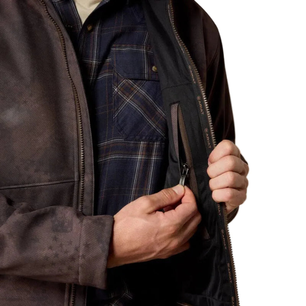 ARIAT Outerwear Ariat Men's Brown Patriot Flag Softshell Jacket 10079522