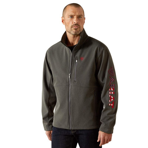 ARIAT Outerwear Ariat Men's Charcoal Americana Logo Softshell Jacket 10062579