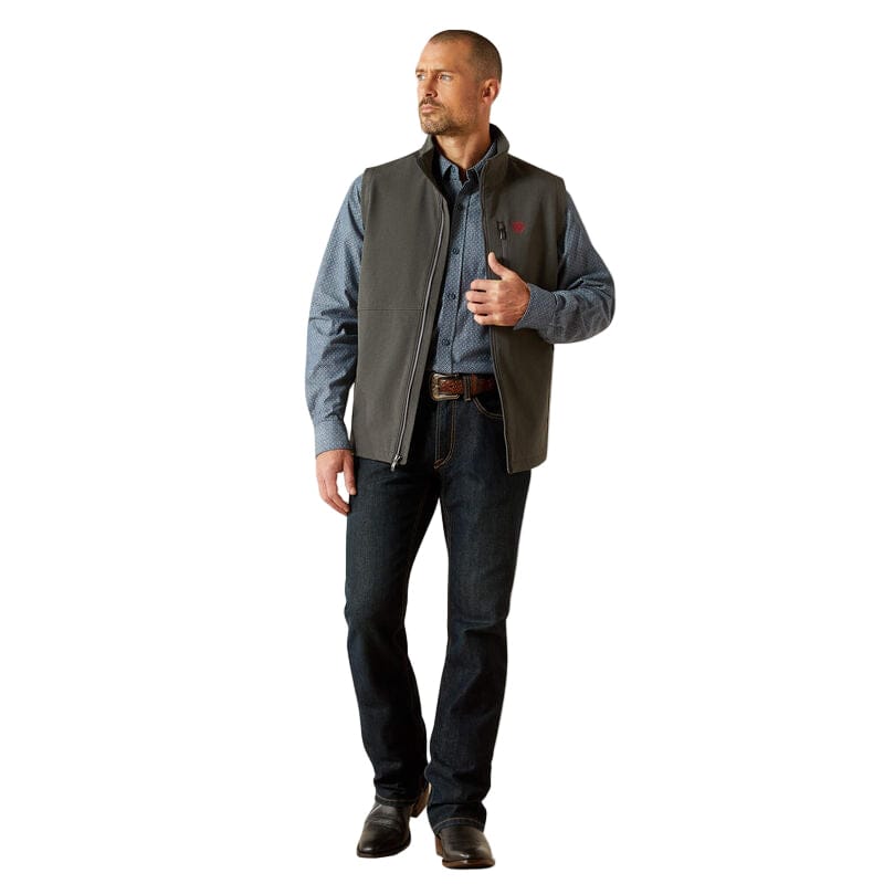 ARIAT Outerwear Ariat Men's Charcoal Americana Logo Softshell Vest 10062588