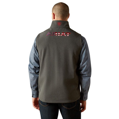 ARIAT Outerwear Ariat Men's Charcoal Americana Logo Softshell Vest 10062588