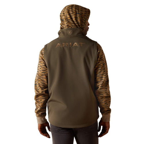 ARIAT Outerwear Ariat Men's Dark Green Heather Logo Softshell Vest 10062591