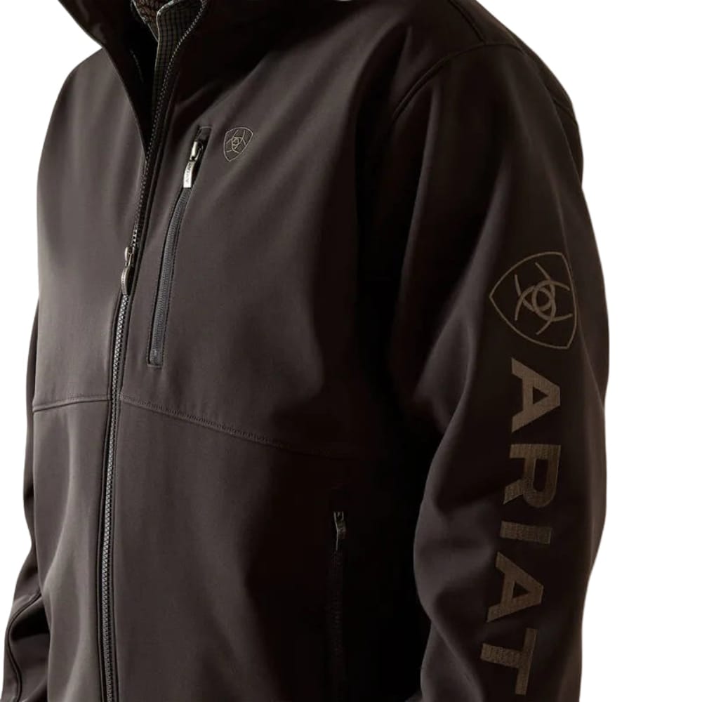 ARIAT Outerwear Ariat Men's Phantom Brown Logo Softshell Zipper Jacket 10062580